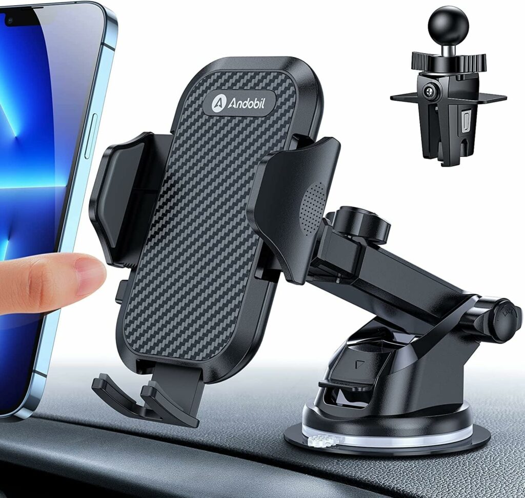 andobil Car Mobile Phone Holder, Ventilation and Suction Cup Holder, 3-in-1 Universal Car Smartphone Holder for iPhone 11, 11 Pro, Samsung Galaxy Note 10/S10, Huawei, Xiaomi, LG, etc.