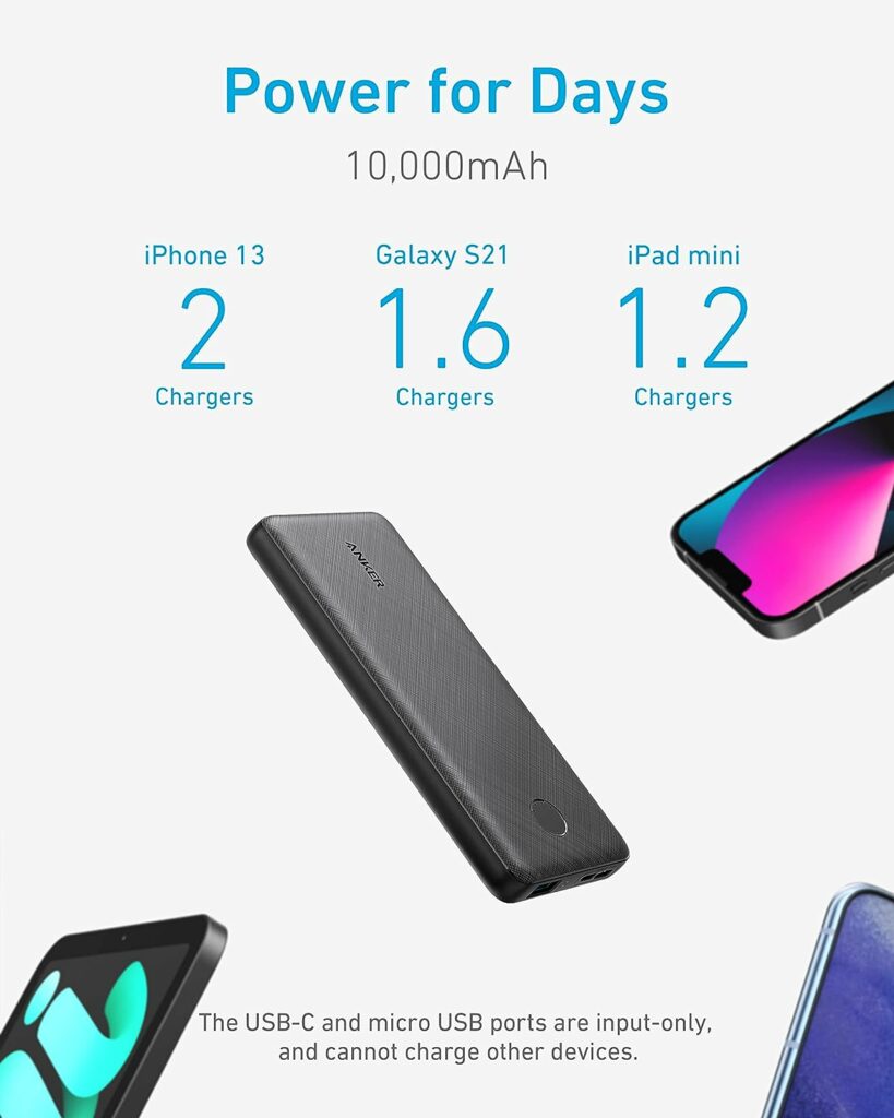 Anker PowerCore Slim 10,000, Extremely Thin Power Bank, Compact 10,000 mAh External Battery, High Speed, PowerIQ And VoltageBoost Charging Technologies, Power Bank For iPhone, Samsung Galaxy And More