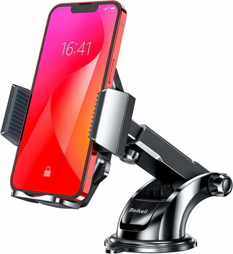 Beikell Mobile Phone Holder, Car Mobile Phone Holder for Car Dashboard, Mobile Phone Holder with One Button Release for iPhone 12/11/XS Max/XR/X, Galaxy10/9/8, Huawei