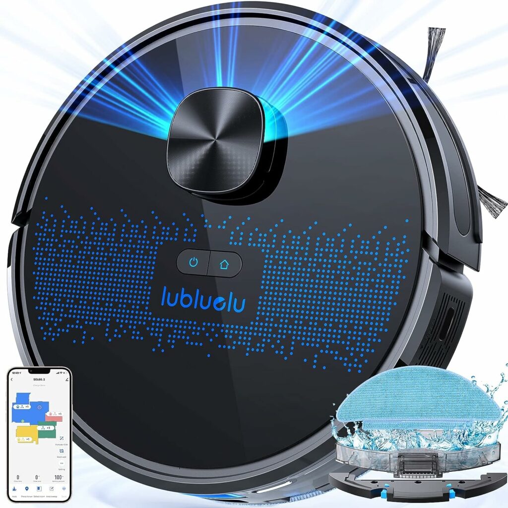 Lubluelu Robot Vacuum Cleaner with Wiping Function 2-1, 3000Pa Vacuum Cleaner Robot Laser Navigation with 5 Cards, 55 dB Robot Vacuum Cleaner with App Control, Ideal for Pet Hair, Carpets, Hard