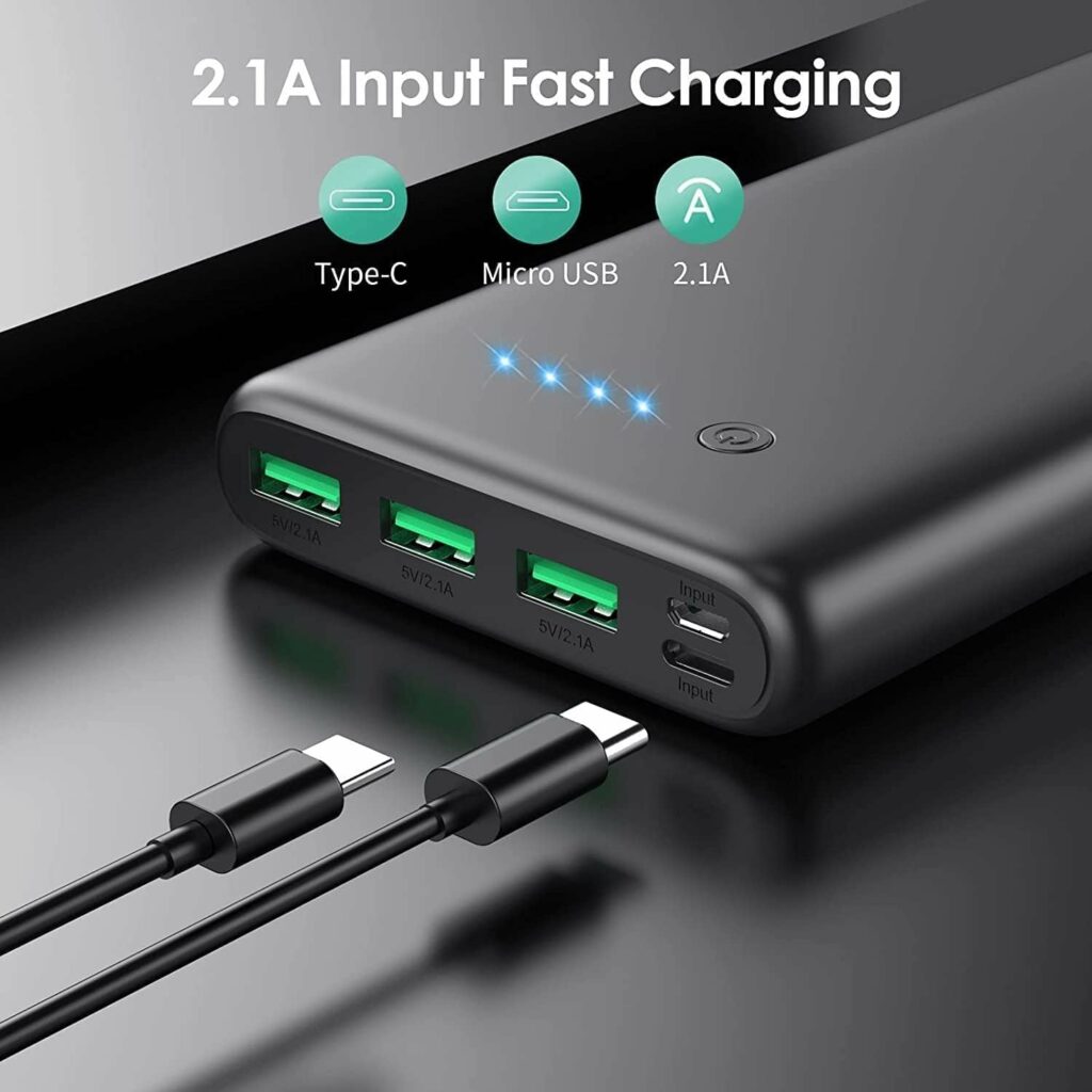QTshine Power Bank, 36800 mAh High Capacity Power Bank, USB C Inputs and Outputs, Mobile Phone Charger Battery with 4 LED Indicator Light, External Battery Compatible with iPhone 14 13 12 11 Pro Max Samsung Huawei etc