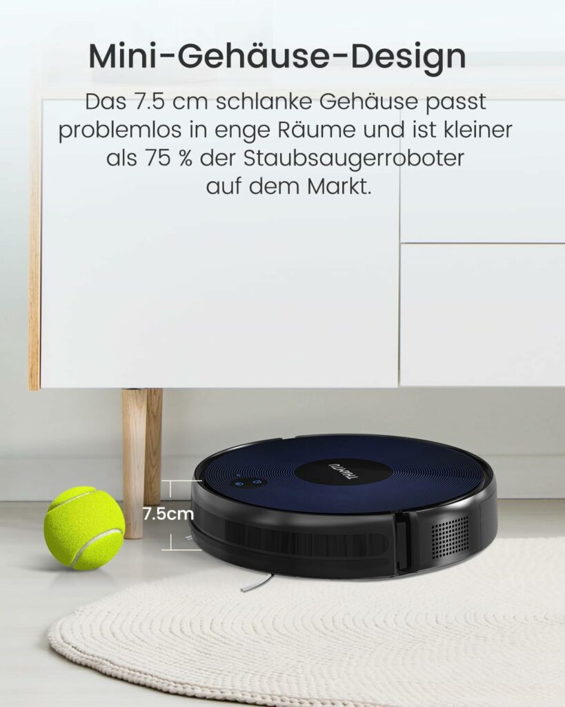 Thamtu G2 Robot Vacuum Cleaner with Wiping Function, Hair Tangle Not in the Device, Automatic Charging, Compatible with Alexa and Google Assistant, Suitable for Families with Pets