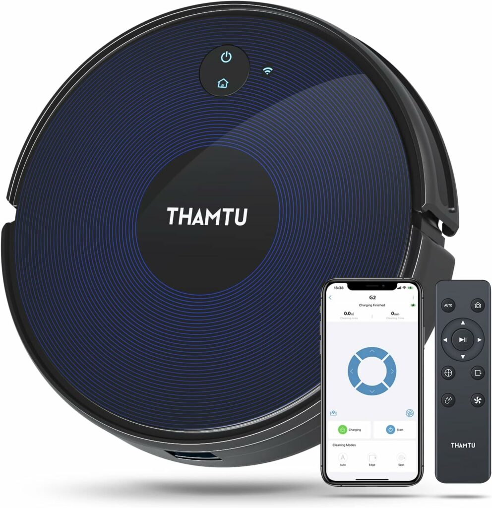 Thamtu G2 Robot Vacuum Cleaner with Wiping Function, Hair Tangle Not in the Device, Automatic Charging, Compatible with Alexa and Google Assistant, Suitable for Families with Pets