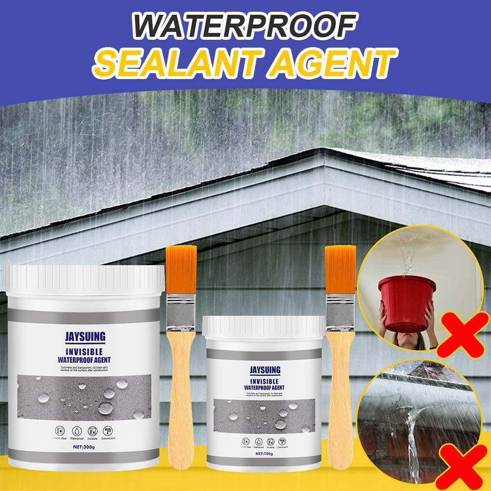 300 g Waterproof Insulation Sealant Emulsion, Transparent Waterproof Coating Agent, Transparent Waterproof, Jaysuing Invisible Waterproof Agent for Bathroom, Toilet, Tiles