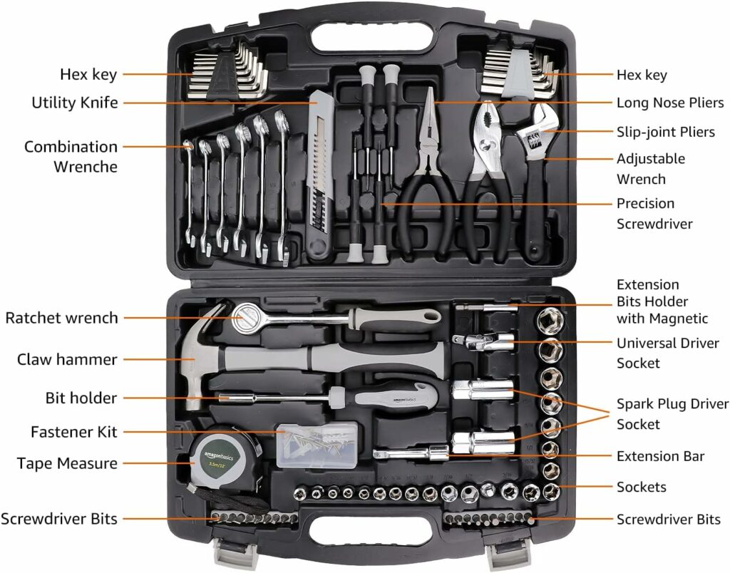 Amazon Basics - General Household Hand Tool Set, 131 Pieces