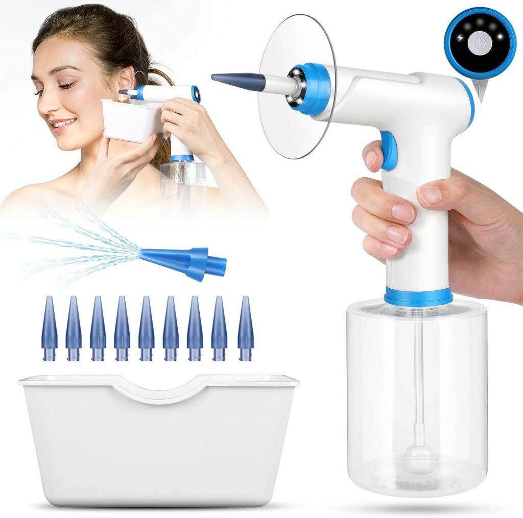 Electric Ear Wax Remover, Safe, Effective Ear Cleaner for Adults and Children with 4 Cleaning Mode Settings, 10 Ear Tips and Water Catching Basin