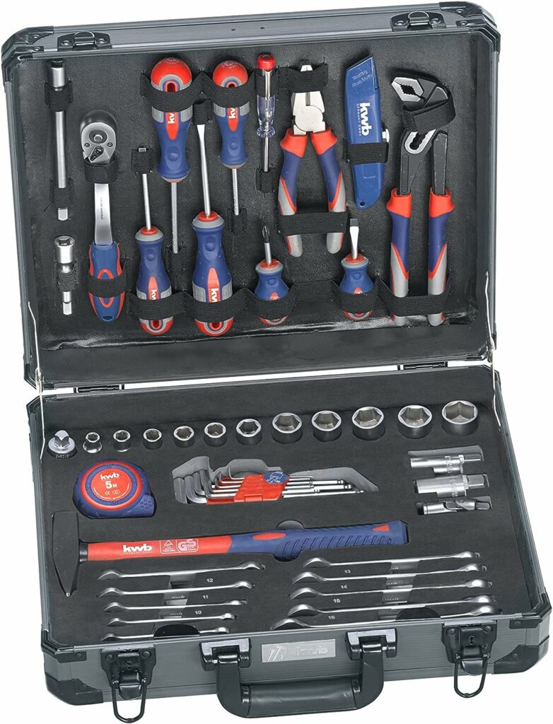kwb 370780 Toolbox (Ideal For Ambitious Domestic Use, in a Sturdy Aluminium Case), 370740