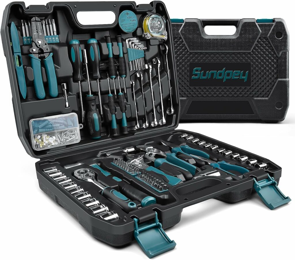 Sundpey Tool Box Filled 281 Pieces - Portable Complete Tool Sets for Men and Women Tool Box with Socket Wrench Set Screwdriver Set Metric Allen Key Pliers Tool Box