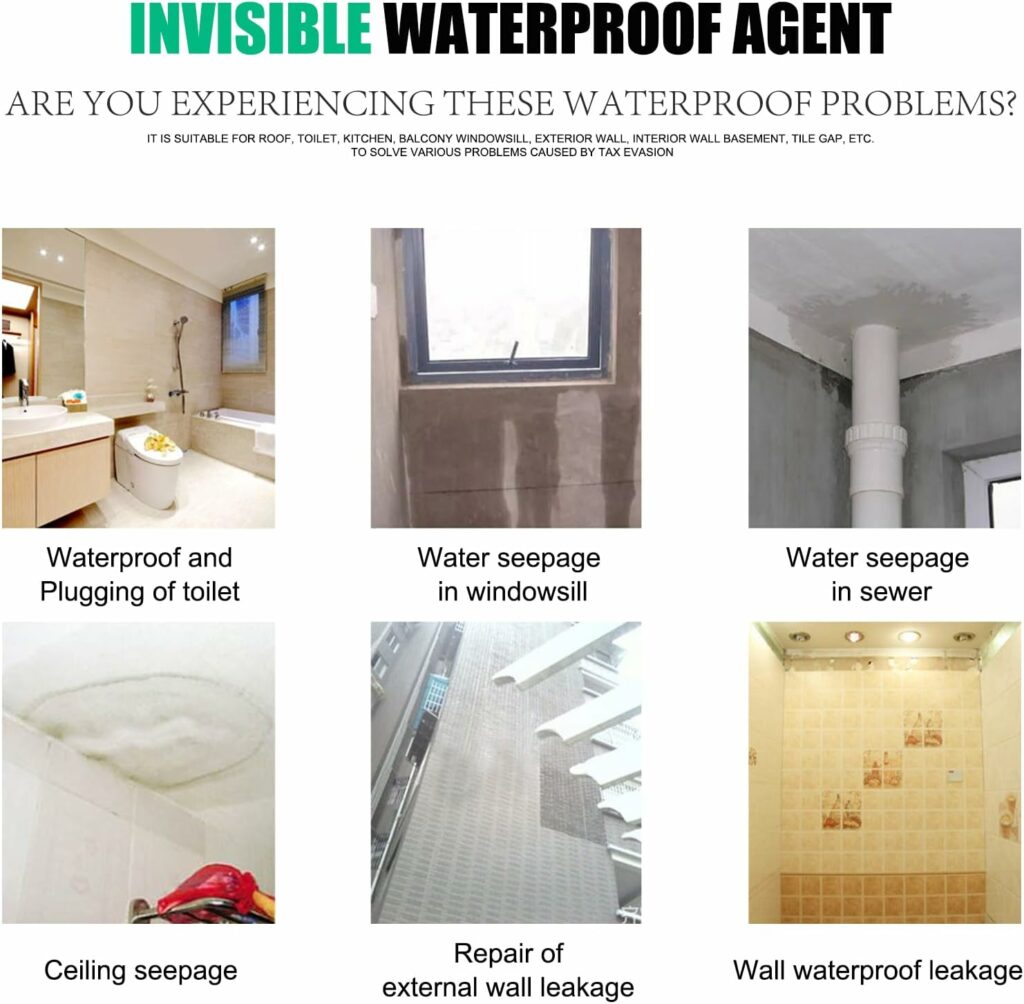 Waterproof Sealant, Invisible Waterproof Agent, Waterproof Transparent Sealant, Invisible Waterproof Agent, Waterproof Anti-Leak Agent for Bathroom, Toilet, Tiles, Walls, Roof